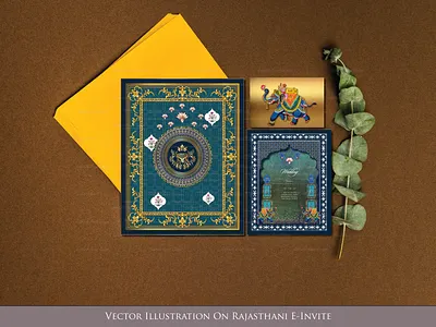 Vector Illustration on traditional wedding Invitation branding design graphic design illustration vector