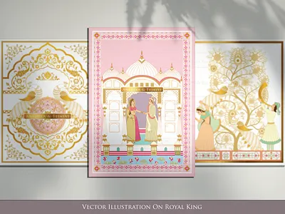 Vector Illustration on Indian traditional wedding Invitation branding design graphic design illustration vector