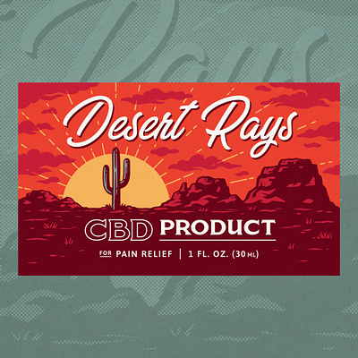 Desert CBD Label cbd desert illustration label labels packaging packaging design southwest vintage