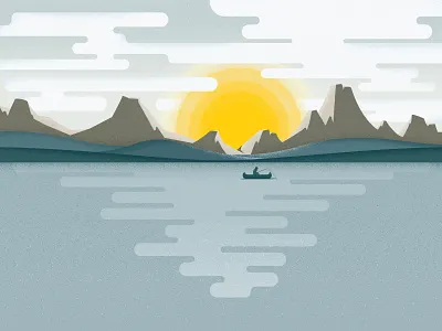 Lake Scene Backdrop adventure blue camping canoe clouds design fishing grunge hills illustration lake landscape layer mountains outdoor silhouette sunset texture vector waves