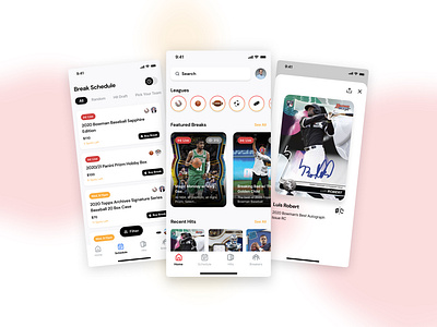 Breaking Sports Cards app baseball basketball design sport ui ux