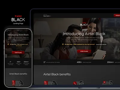 Airtel Black Landing Page app flat icon illustration logo minimal ui