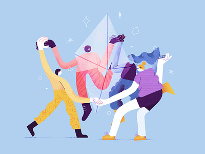 Partnerships Illustration build business clients collaboration collective confidence cooperation craft design diamond digital product studio digital products illustration partners partnerships startup teamwork trust workmates z1