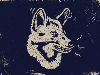 Golden Jackal distressed illustration lo fi majkol vector vintage