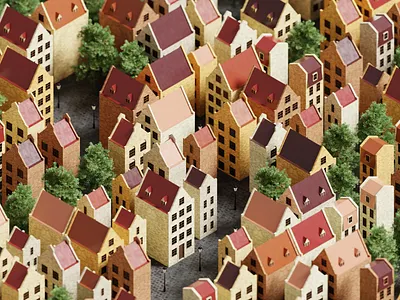 Little Town 3d blender3d blender3dart generative modeling render