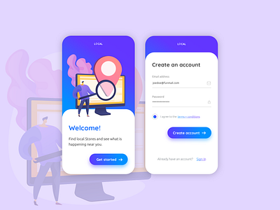 Simple Sign up for a local store finder illustration local store ui