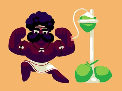 Desi Pehalwan - Powered by Coconut Water icon illustration india south india