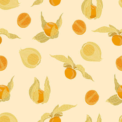 Physalis pattern design illustration orange pattern physalis vector