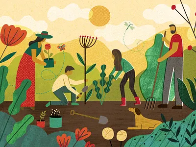 The Family Circle collage design editorial illustration