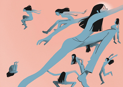 Doubts in action action doing doubt editorial illustration girl illustration spot illustration