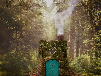 Gnome Home fox gnome loghouse magical photomanipulation photos photoshop woods