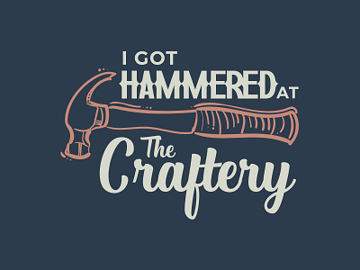 Hand Illustrated Merch design for The Craftery hammer hammered illustration pint glass the craftery tshirt