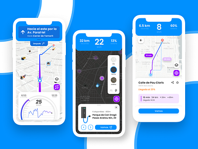 The perfect partner for your rides | Reguide app design drive electric scooter graphic design maps mobile mobility real projects speedometer
