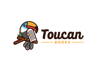 Toucan Books animals design art books logo branding combination logo combination mark creative cute animal design designer fun design graphic design illustration logo logodesigner logos mascot logo playful design toucan logo vector