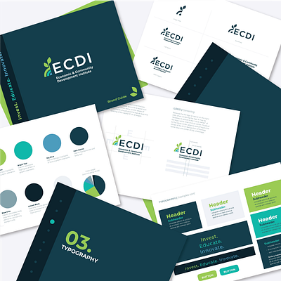 ECDI Brand Guidlines book booklet brand guide brand guidelines brand standards branding environmental guide layout design leaf loan logo non profit plant