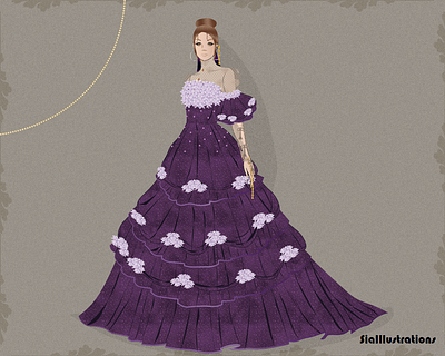 Purple Lotus Gown Fashion Illustration art artwork digital art digital illustration fashion design fashion illustration illustration