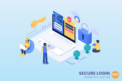 Isometric Secure Login Concept 3d 3d animation 3d art 3d character 3d illustration animation app branding business concepty design graphic design illustration landing landing page logo motion graphics page technology