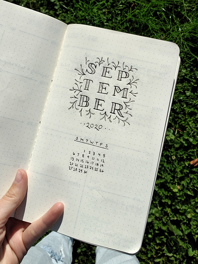 September 2020 calendar design graphic illustration ink pen typography