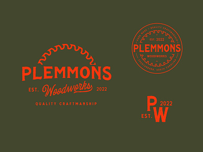 Plemmons Woodworks branding design icon illustration logo simple type vector