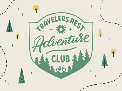 Travelers Rest Adventure Club adventure badge bike brand branding club design explore handmade illustration lettering logo mark patch south carolina texture typography