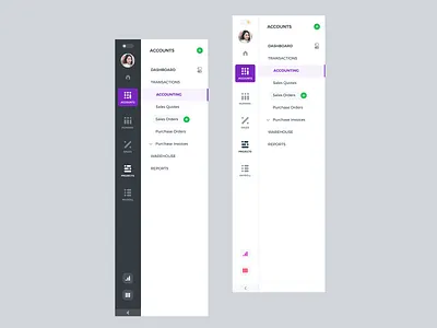 Navigation for ERP app clean crm dark dashboard design erp interface interface design jumayev light list muhammad navigation ui