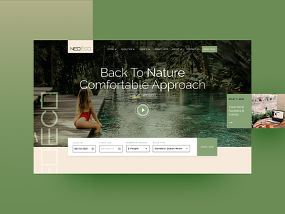 🌴 NEO-ECO - Concept Landing Page Design 🌴 business creative figma design graphic design hotel landing design landing page logo minimalist reservation resort service ui design ui ux web design website concept website design