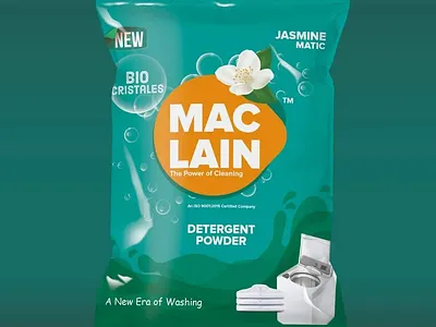 Maclain - Detergent Powder Packaging Design branding brandingagency creative creative agency design digital agency illustration jupiter technoway label design packaging