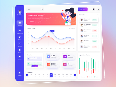 Medical Dashboard Design calendar ui cards ui dashboard ui doctor appointment doctors health health app healthcare hospital management hospitals medical medical app medical webapp medicine patient app patients profile design schedule web application design webapp