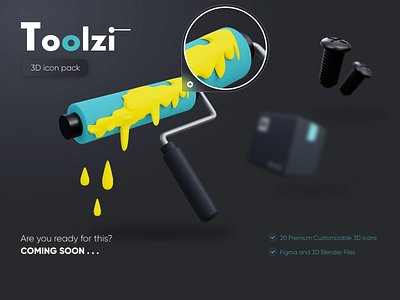 Toolzi - 3D icon pack 3d icon 3d illustration blender c4d design figma graphic design icon pack illustration mobile render ui ux vector web