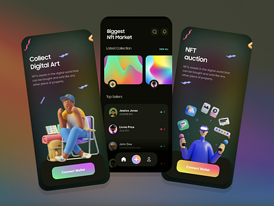 NFT Mobile App Design 3d animation app design branding crypto crypto app design illustration minimal mobile app mobile app design product design typography ui ui design user experience user interface web design