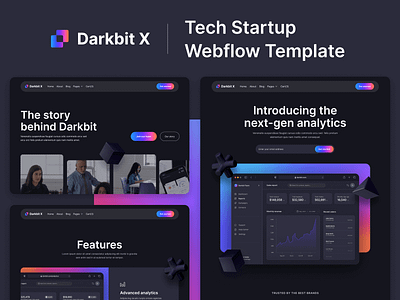 Presentation | Darkbit X - Dark Mode Webflow Template software startup