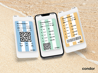 Boarding Pass for Condor Airlines airline app beach beachy boarding pass branding colorful condor design graphic design ui user interface vacation