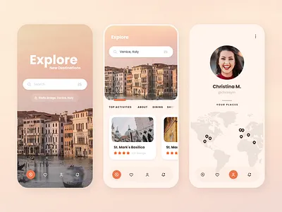 Travel App app clean concept design interface location map mobile search travel ui
