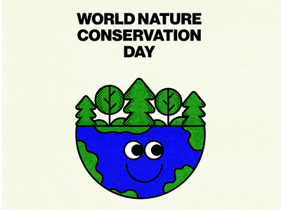 World Nature Conservation Day blue color design earth fun green illustration minimal nature planet trees typography vector world