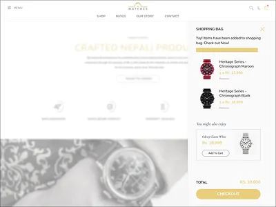 Watch shop checkout UI branding cart checkout clock design nepal shopping time ui watch watches website