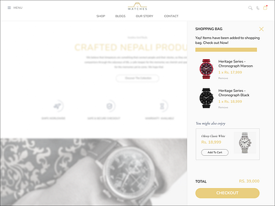 Watch shop checkout UI branding cart checkout clock design nepal shopping time ui watch watches website