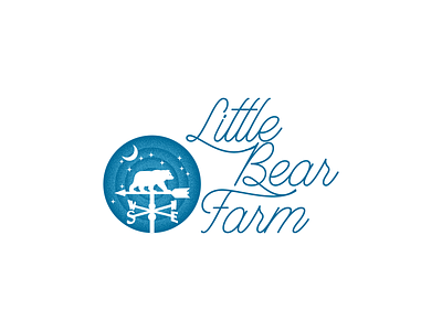 Little Bear Farm (option 4) bear branding constellation design farm illustration logo moon script stars ursa minor vector weather vane