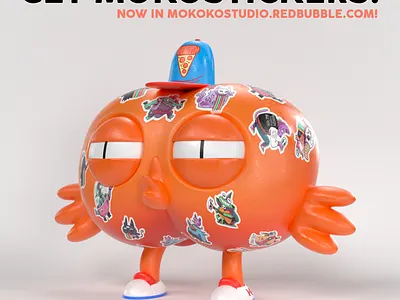 Moko Ko Stickers 3d 3dart 3dartist c4d character characterdesign cinema4d graphic design illustration