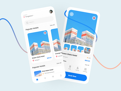 Hotel Booking App clean design flatdesign mobile app mobile design mobile ui reservation ui ux