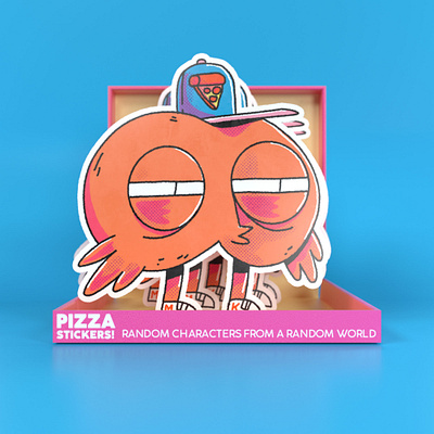 Stickers Pizza Box 2d 3d 3dart character characterdesign cinema4d illustration mockup photoshop pizza