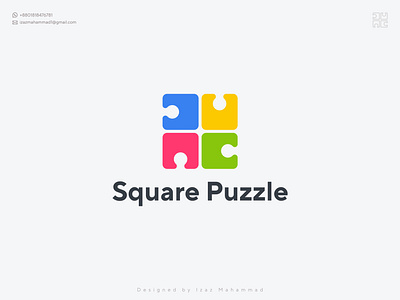Square Puzzle Logo for Sale app brand identity branding branding identity clean colorful creative design flat gradient graphic design icon illustration illustrator logo logo design minimal minimalist vector web