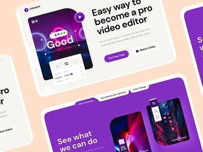 Videopro- Online Video Editor V2 aftereffect branding creative design illustration logo neon ui uidesign ux uxdesign video video editor videomaker webdesign