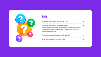 Accordion Design HTML CSS & JS accordion accordion design css accordion css design faq accordion faq section design html css html css js responsive accrodion
