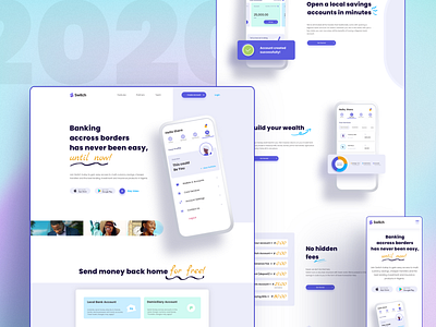 Cross-Border Banking App Landing Page app design landingpage poppins purple typography website