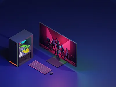 Gaming pc 3d design graphic design ui ux