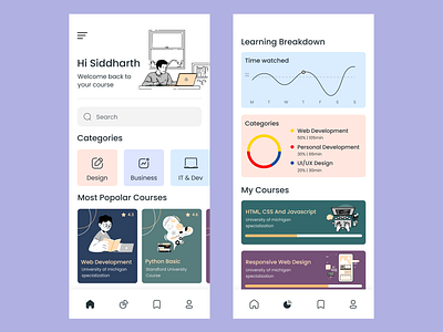 Online Skill Learning App UI adobexd app design branding design figma graphic design illustration interaction design interface design motion graphics product design ui ui ux uidesign visual design