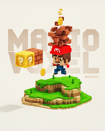 Mario Voxel 3d illustration magicavoxel mario bros nintendo voxel