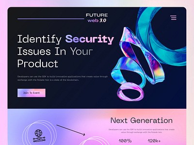 Future Web3.0 - Website Design 2022 blockchain future web future web 3.0 generation gradient trend homepage interface landing page next generation security sifat hasan ui uiux user research v3 visual web 3.0 web v3 website