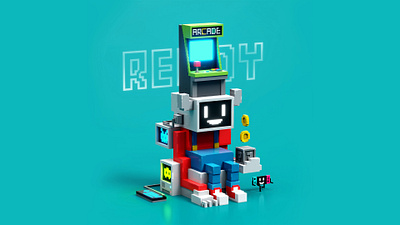 Arcade Zone 3d arcade concept illustration magicavoxel retro voxel zone