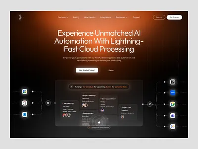 AI Automation Header Design ai landing page ai website automation website best web design agency creative website header header design innovative website landing page landing page design modern website saas header saas landing page saas website tech website ui ux web design